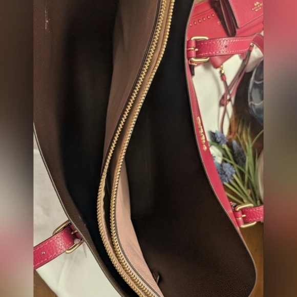 Coach Mollie Leather Tote and Accessory Set in CERISE PINK -NWT - Picture 5 of 13